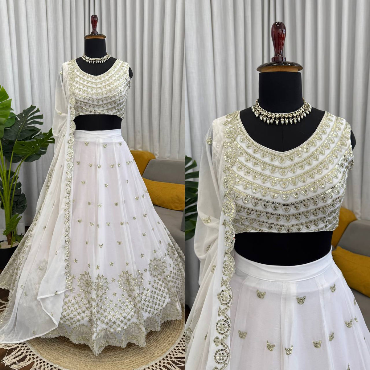 Elegant Faux Georgette Lehenga Choli with Sequence Thread Work