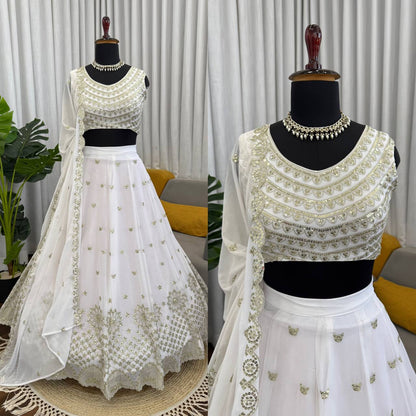 Elegant Faux Georgette Lehenga Choli with Sequence Thread Work