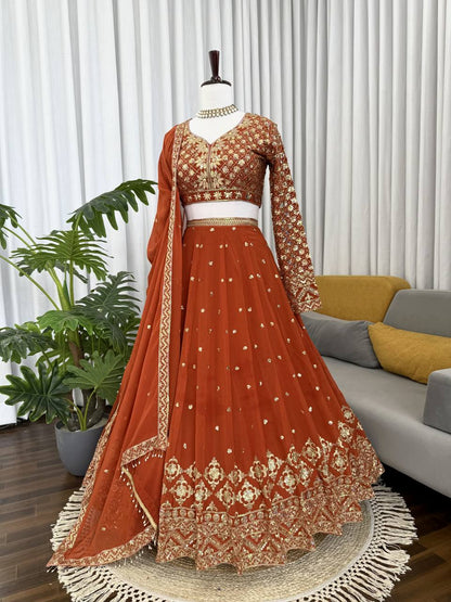 Premium Foux Georgette Lehenga Choli with Intricate Embroidery