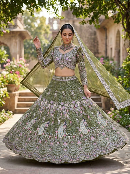 Premium Butterfly Net Lehenga Choli with Coding Sequins Work