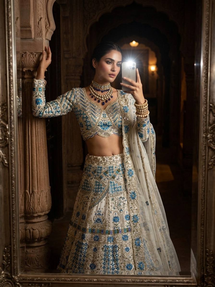Premium Faux Georgette Lehenga Choli with Sequins Embroidery