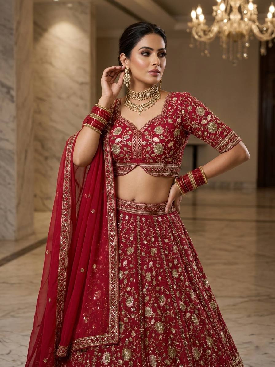 Premium Faux Georgette Lehenga Choli with Sequence Embroidery