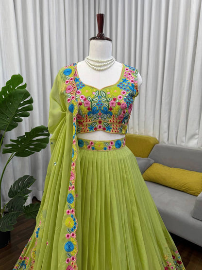 Elegant Tabby Organza Silk Lehenga Choli with Sequence Embroidery