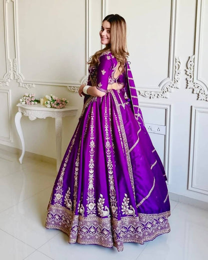 Elegant Vichitra Silk Lehenga Choli with Sequence Embroidery