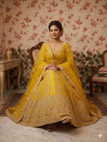 Premium Butterfly Net Lehenga Choli with Heavy Sequins Embroidery