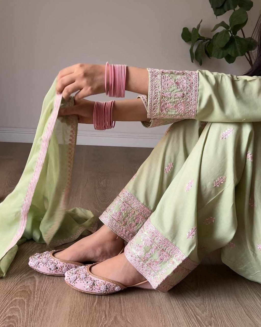 Premium Rayon Cotton Silk Embroidered Farshi Salwar Suit Set