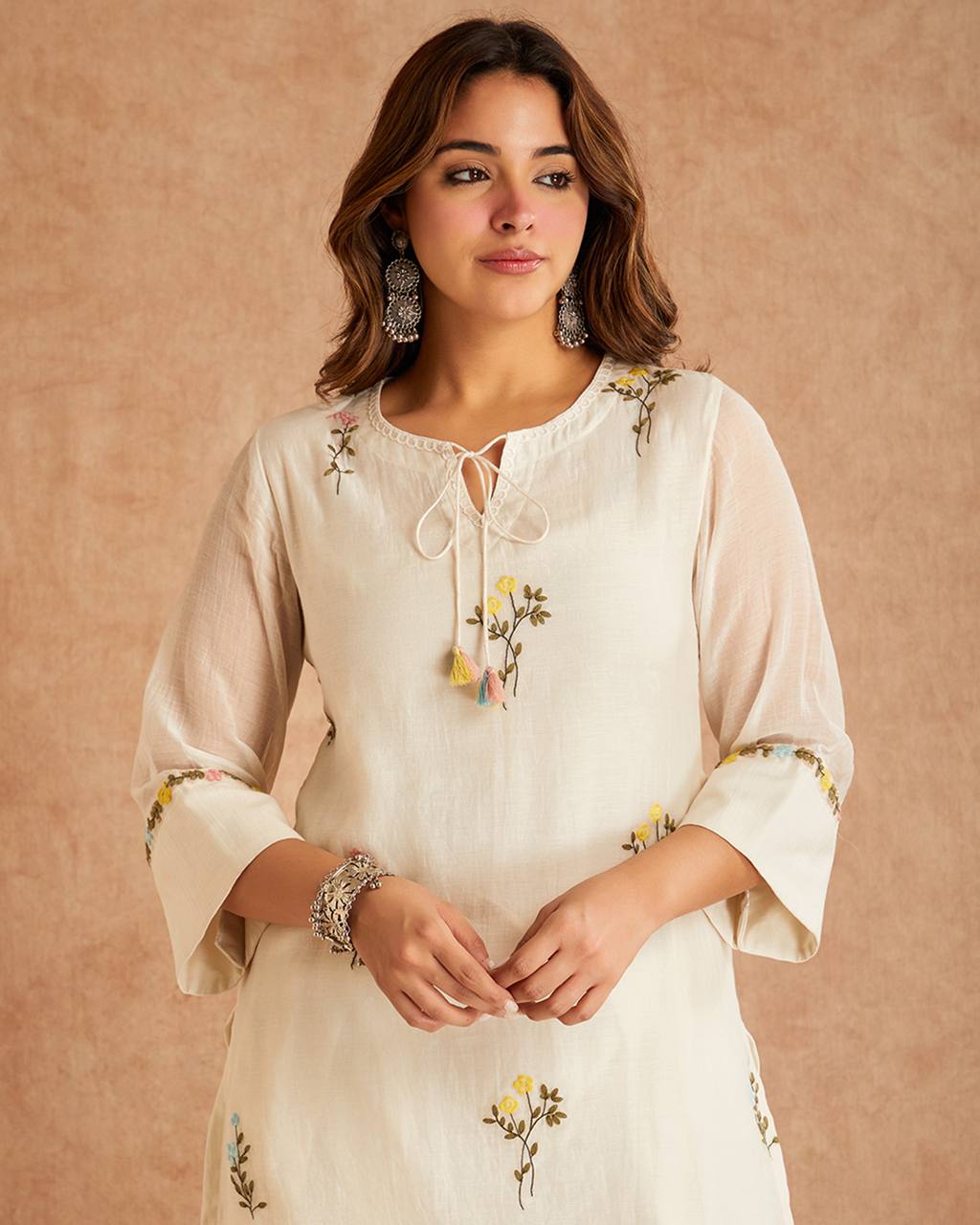 Exquisite Cotton Silk Multi-Needle Embroidered Farshi Salwar Suit