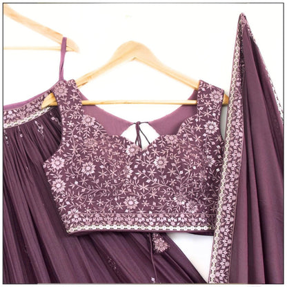 Premium Star Faux Georgette Lehenga Choli Set with Heavy Sequins Thread Embroidery