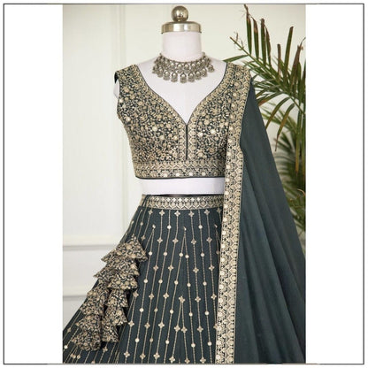 Royal Sequin Embroidered Georgette Lehenga Set