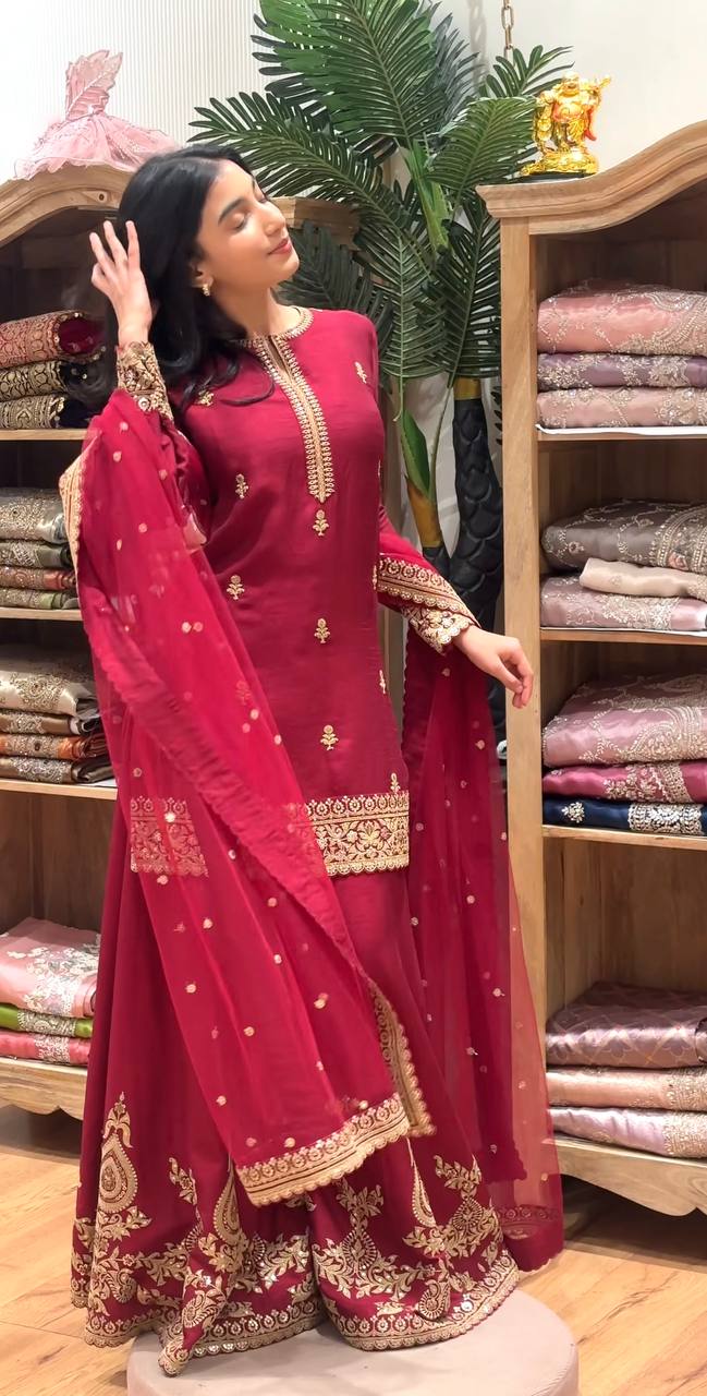 Elegant Heavy Embroidered Sharara Set