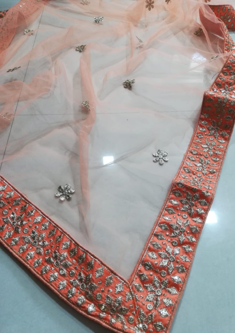 Premium Devsena Silk Orange Lehenga Choli Set