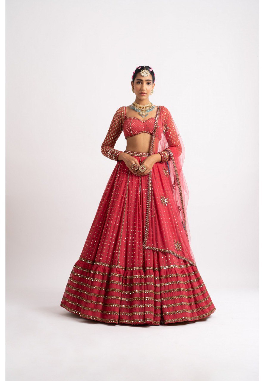 Bottle Green Sequence Embroidered Lehenga Choli Set