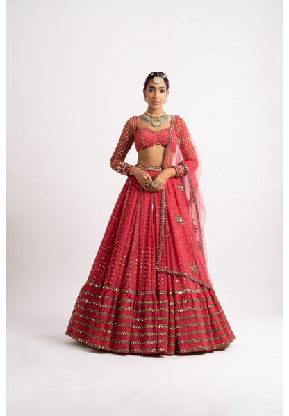 Bottle Green Sequence Embroidered Lehenga Choli Set