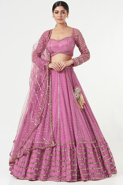 Exquisite Bottle pink Sequence Embroidery Lehenga Set