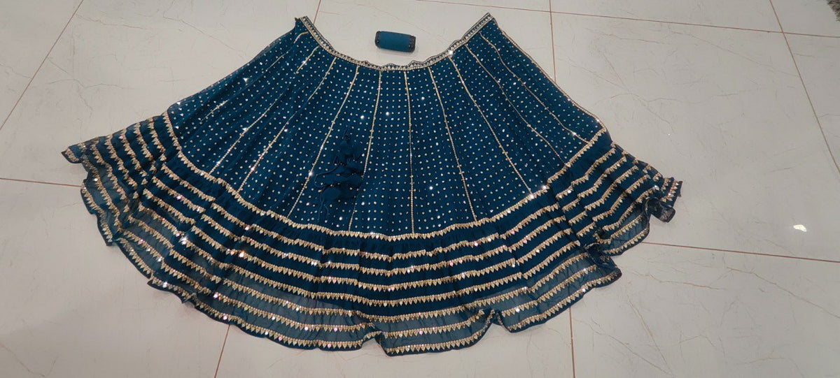Exquisite Bottle blue Sequence Work Lehenga Set