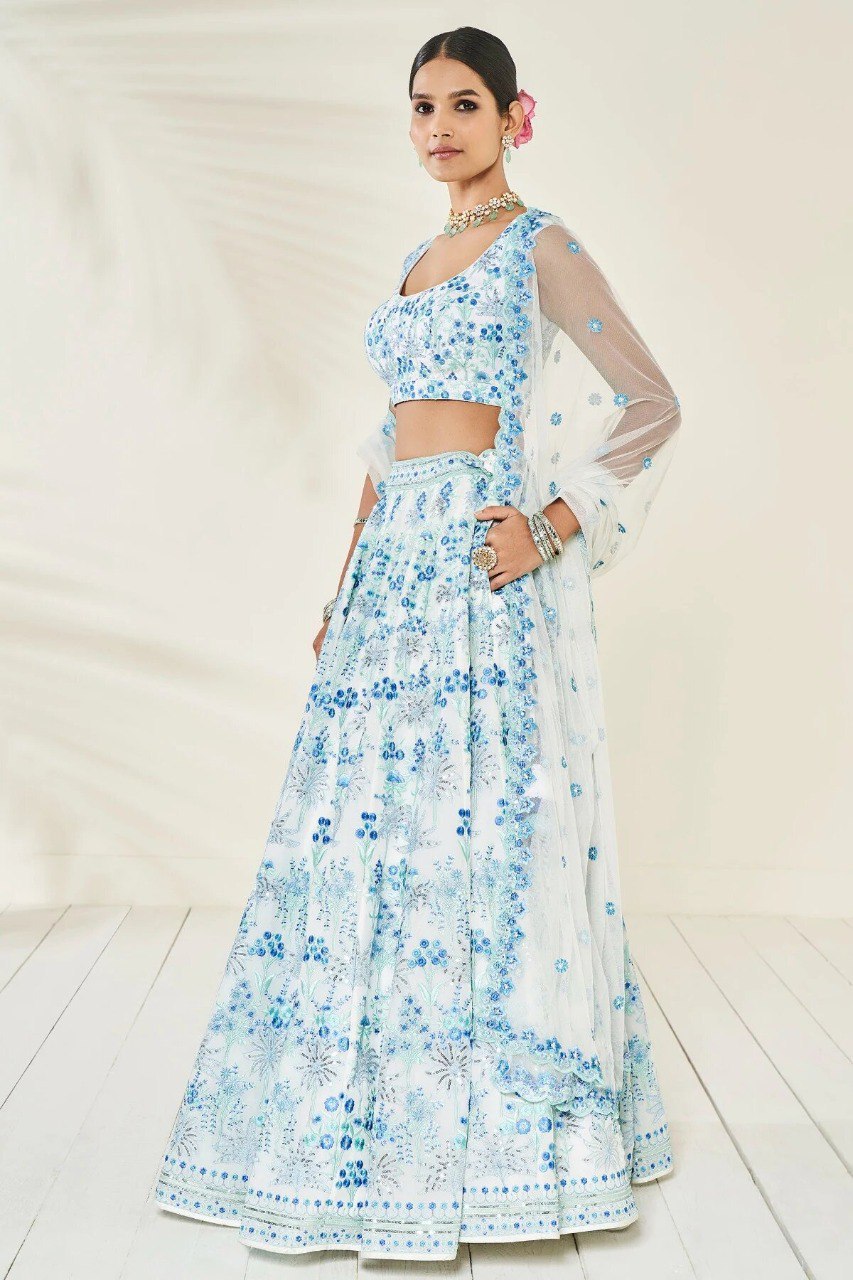 Exquisite Multi-Color Faux Georgette Lehenga Choli Set