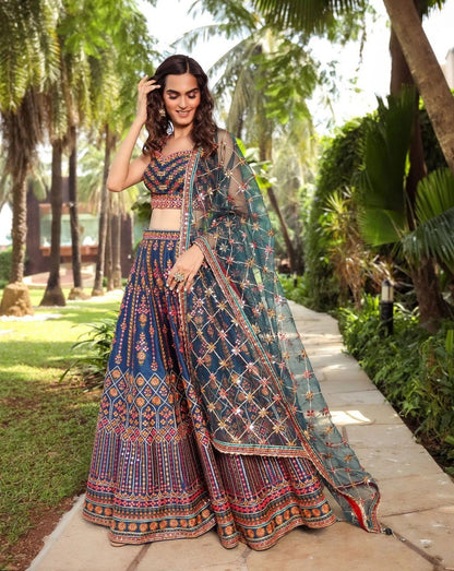 Exquisite Sequins Embroidered Chinon Lehenga Choli Set