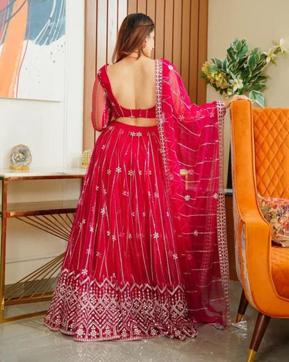 Premium Butterfly Soft Net Lehenga Choli with 9mm Sequins Jari Embroidery