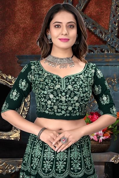 Exquisite Faux Georgette Sequin Embroidered Lehenga Set
