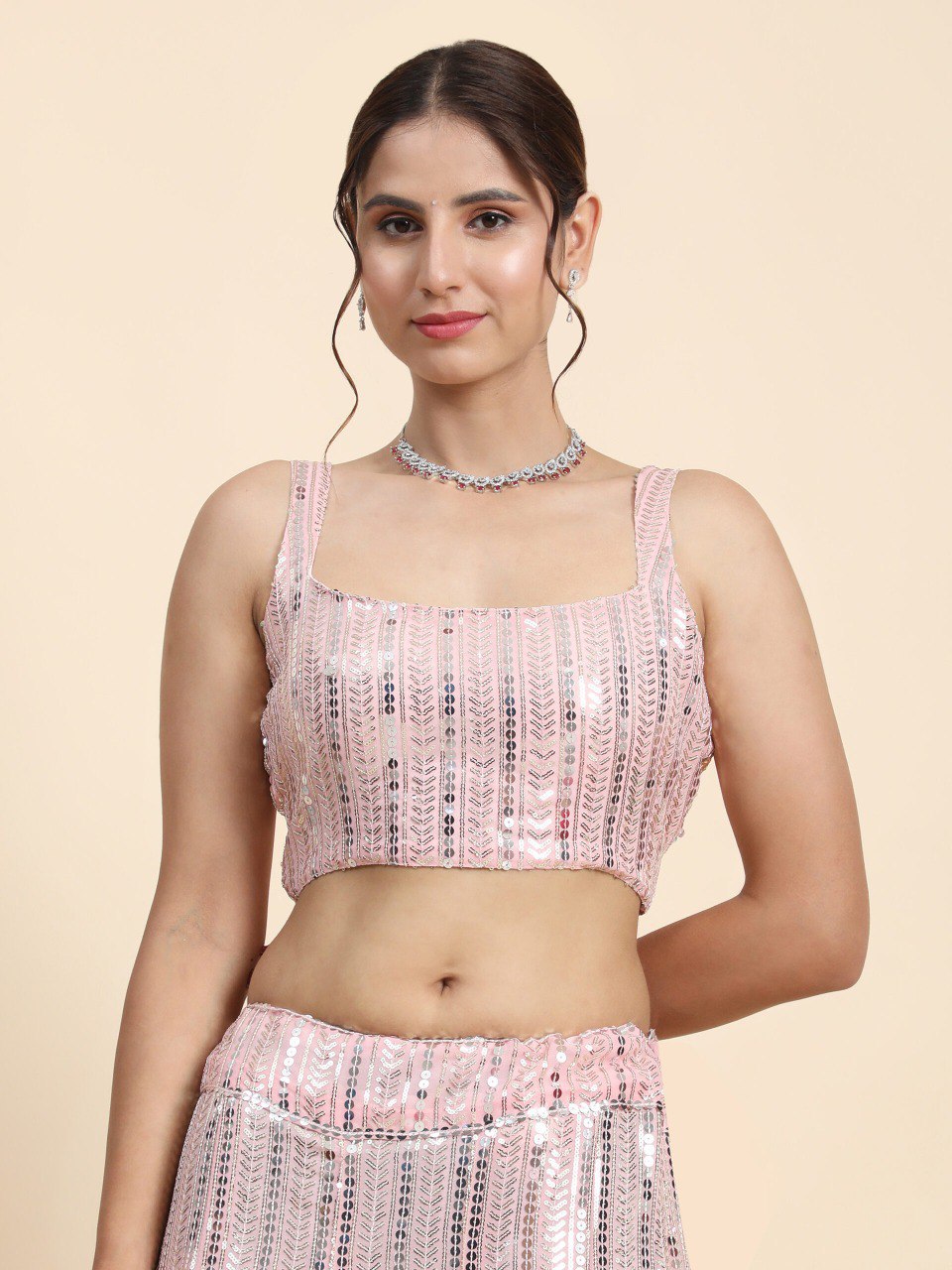 Georgette Sequin Embroidery Lehenga Set