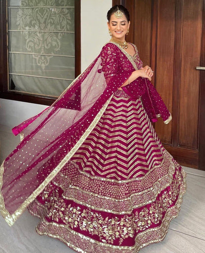 Exquisite Silk Embroidered Lehenga Choli Set with Sequins & Jari Detailing