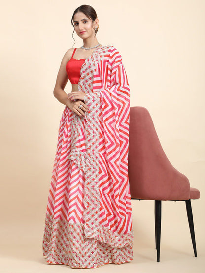 Premium Multi Color Printed Georgette Lehenga Choli Set