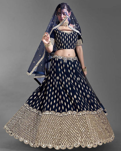 Premium Italian Silk Lehenga Choli with Thread & Paper Mirror Embroidery