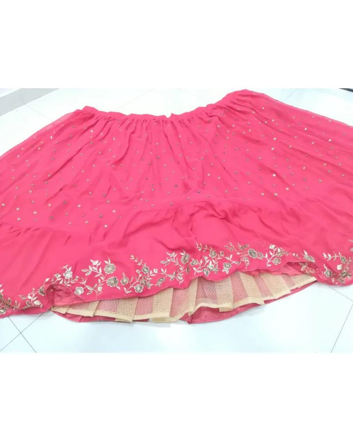 Exquisite Georgette Sequins Jari Embroidered Lehenga Choli Set