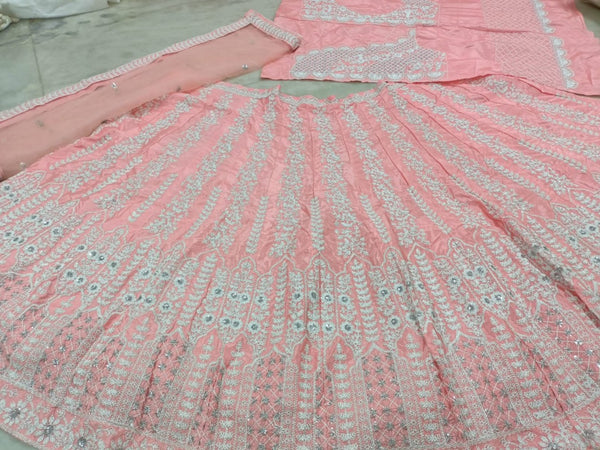 Premium Chinon Sequins Jari Embroidery Lehenga Set