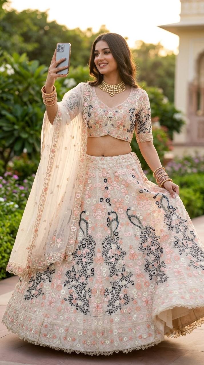 Premium Butterfly Net Lehenga Choli with Coding Sequins Work