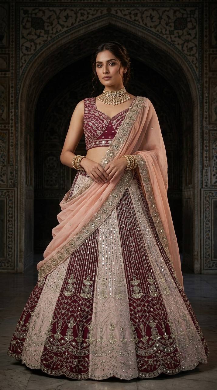 Premium Fox Georgette Sequins Mirror Work Lehenga Choli
