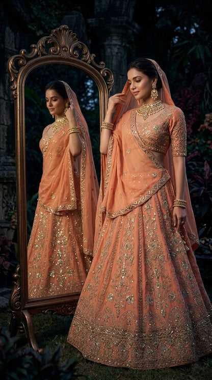 Premium Faux Georgette Lehanga Choli with Coding Sequins Work