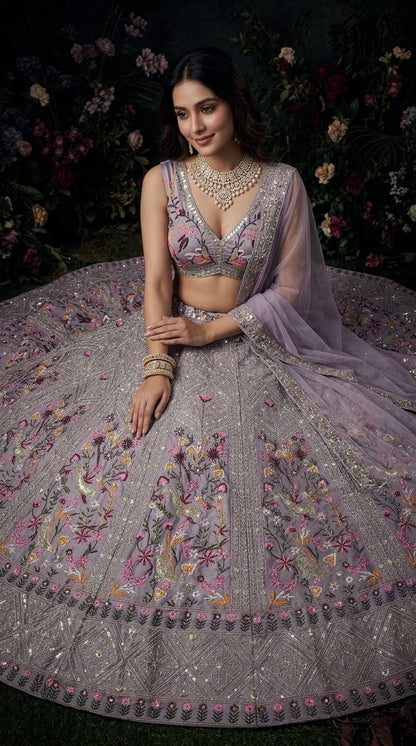 Royal Blue Satin Silk Lehenga choli Set