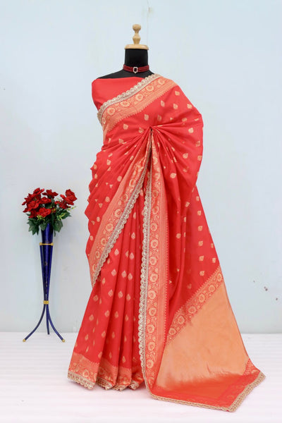 Banarasi Silk Saree with Matching Silk Blouse Piece