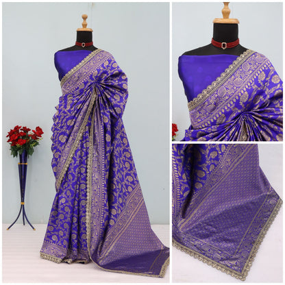 Latest Banarasi Silk Saree with Matching Silk Blouse Piece