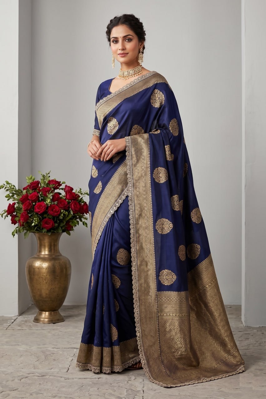 Banarasi Silk Saree With SIlk Blouse Piece For Women