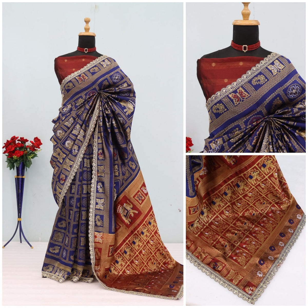 Latest Banarasi Silk Saree Blouse