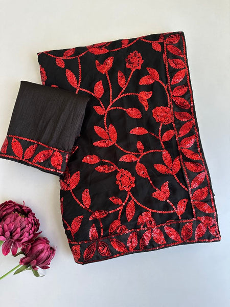 Faux Georgette Saree with 5MM Zaal Sequin Embroidery