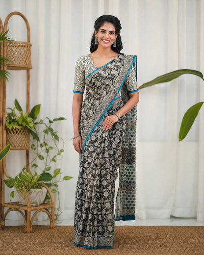 Premium Kota Doriya Digital Printed Saree with Check Weaving