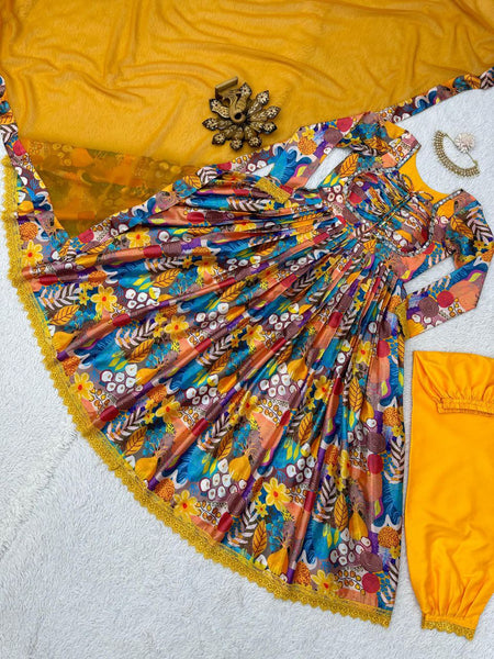 Beautiful Yellow color Digital Printed  Kurta Set with Dupatta