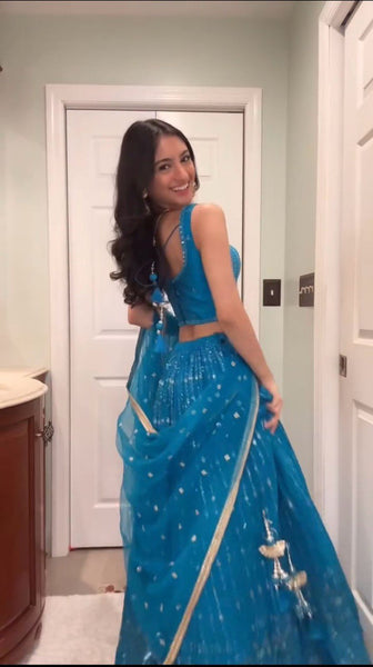 Blue Color Georgette Sequence Lehenga Choli
