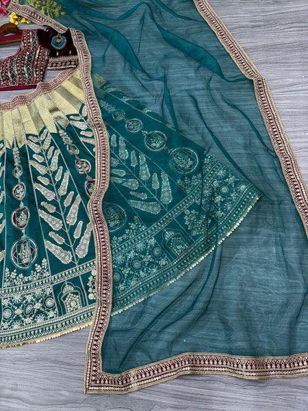 Rama Color Satin Silk Zari Lehenga Choli