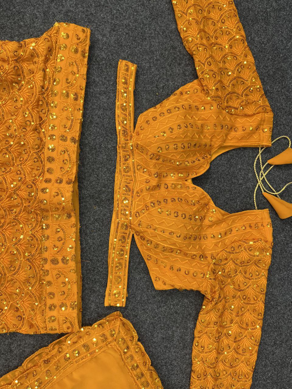 Orange Color Sequence Georgette Lehenga Choli