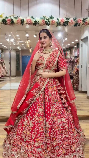 Latest Red Color Georgette Sequence Work Lehenga Choli