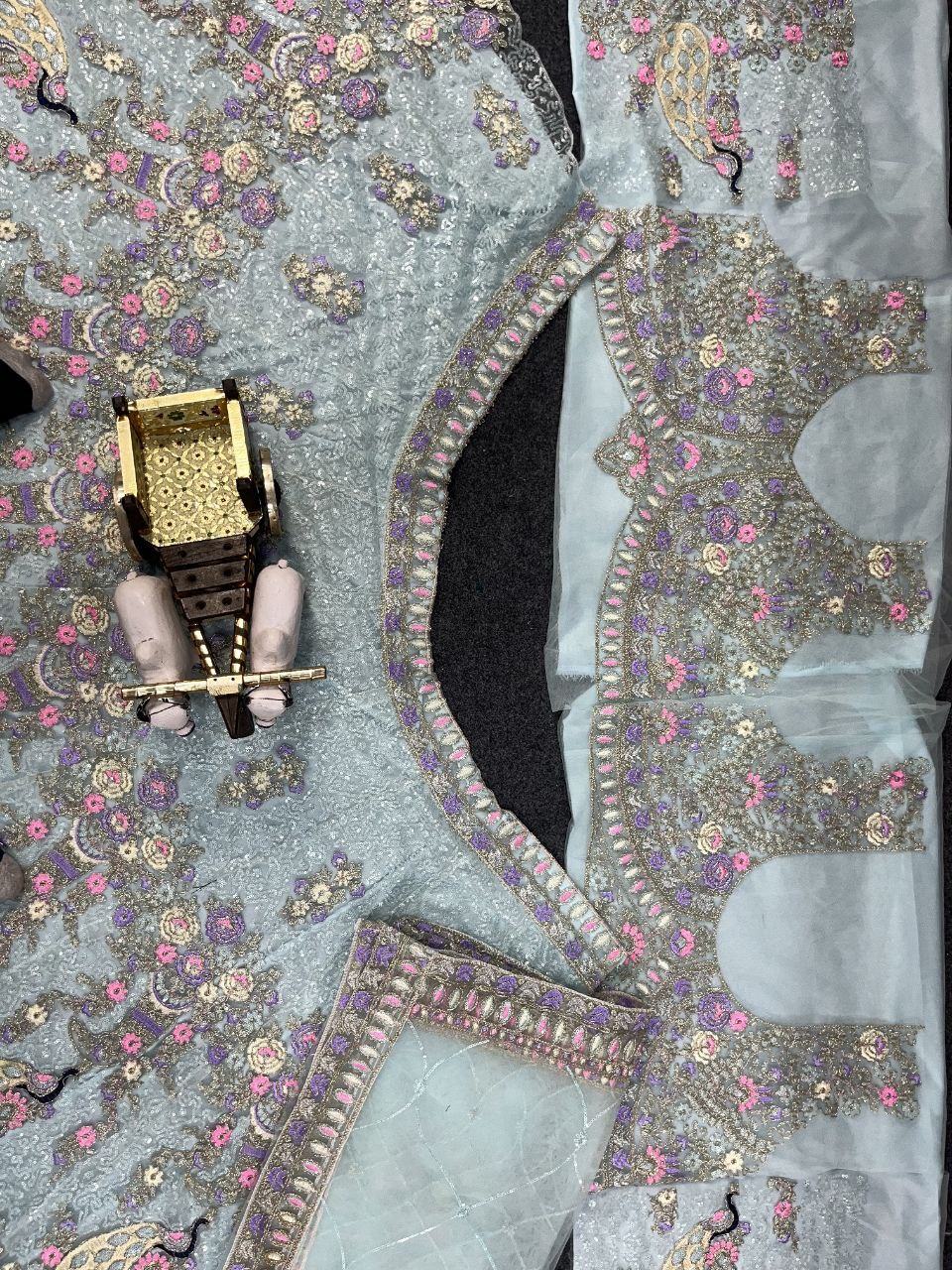 Blue Net Party Wear Lehenga For Women