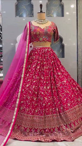 Wedding Wear Rani Pink Lehenga choli