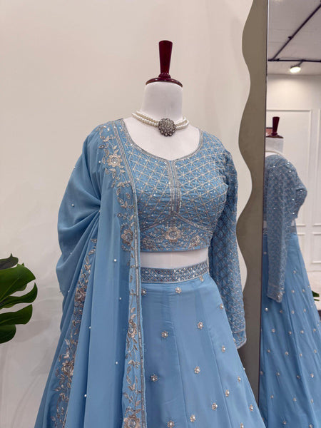 Sky Blue color Georgette Sequnce Lehenga Choli