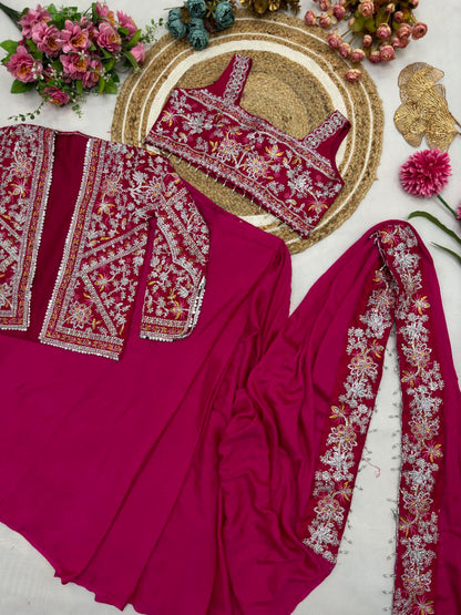 Ready to wear Chinon Silk Jacket Saree