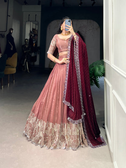 Latest Silver Glosy Sequence Work Lehenga Choli