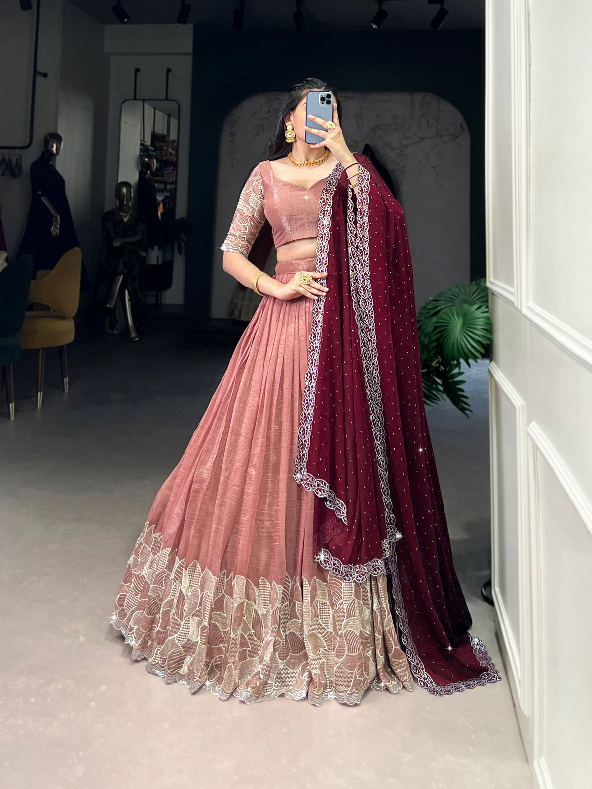 Latest Silver Glosy Sequence Work Lehenga Choli